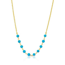 Load image into Gallery viewer, Sterling Silver Gold Plated Turquoise Bead Necklace