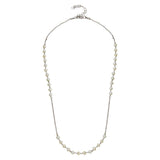 Sterling Silver Rhodium Plated Synthetic Pearl Beads Necklace