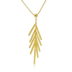 Sterling Silver Gold Plated Bead Chain with Dropped Matte BarNecklace