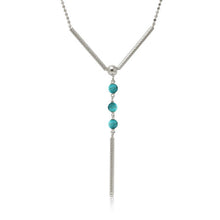 Load image into Gallery viewer, Sterling Silver Rhodium Plated DC Bead Chain with Dangling Turqouise Beads Necklace