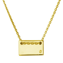 Load image into Gallery viewer, Copy of Sterling Silver Gold Plated Engravable Small Rectangle Shaped Necklace with CZ