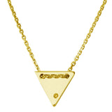 Sterling Silver Gold Plated Engravable Diamond Shaped Necklace with CZ