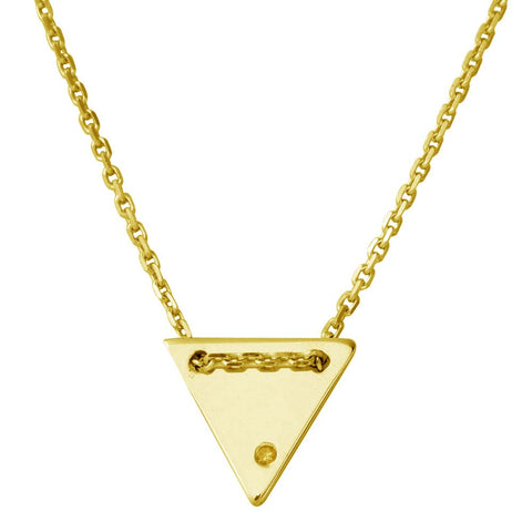 Sterling Silver Gold Plated Engravable Diamond Shaped Necklace with CZ