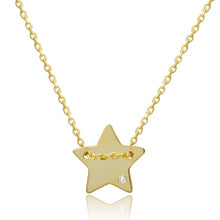 Load image into Gallery viewer, Sterling Silver Gold Plated Engravable Star Shaped Necklace with CZ