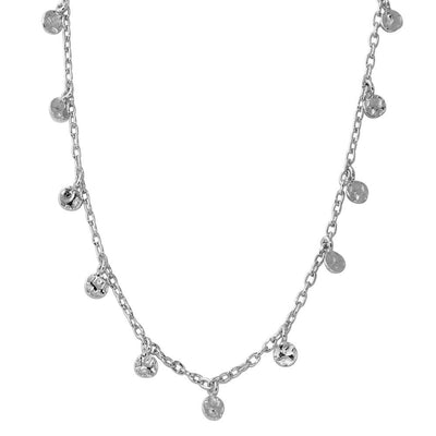 Sterling Silver Rhodium Plated Dangling Circle Confetti Necklace