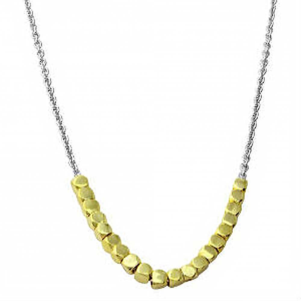 Sterling Silver Gold and Rhodium Plated Necklace with Circle Hoops