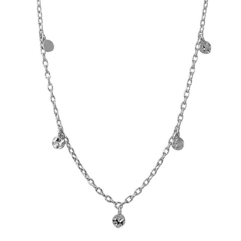 Sterling Silver Rhodium Plated Dangling 5 Confetti Necklace