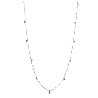 Sterling Silver Rhodium Plated Dangling Circle Confetti Long Necklace