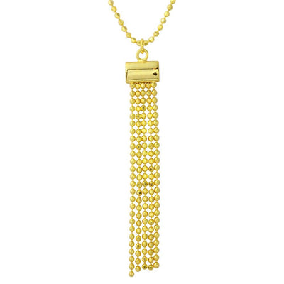 Sterling Silver Gold Plated DC Bead Chain with 5 Dangling Tassle Pendant