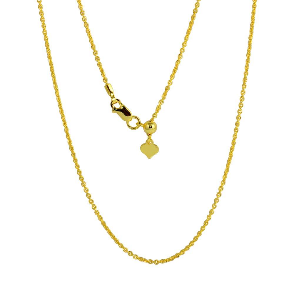 Sterling Silver Gold Plated Adjustable Link Chain Necklace With Hanging Heart