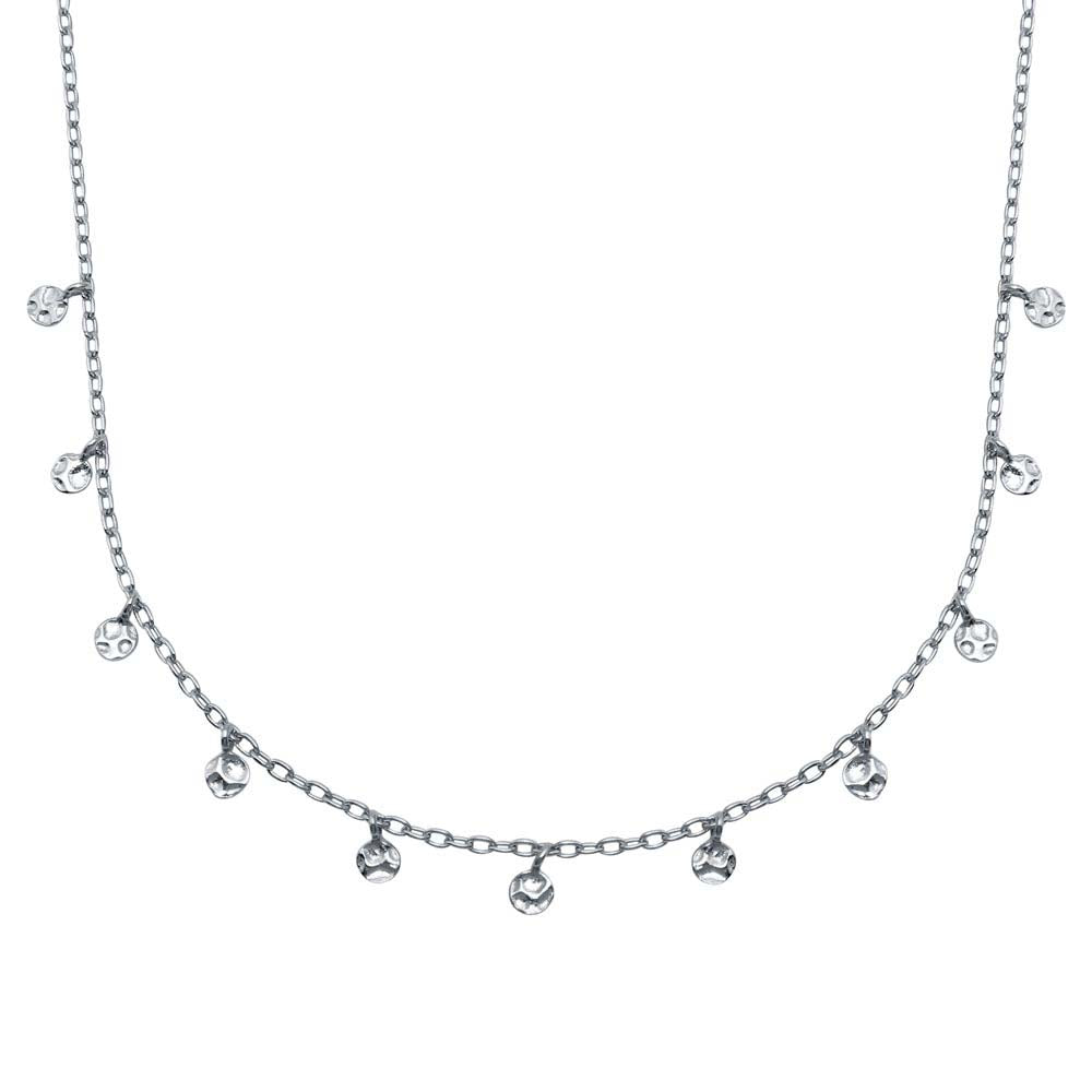 Sterling Silver Rhodium Plated Confetti Choker Necklace