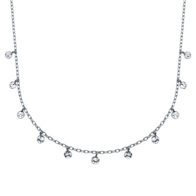 Sterling Silver Rhodium Plated Confetti Choker Necklace