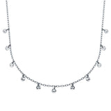 Sterling Silver Rhodium Plated Confetti Choker Necklace