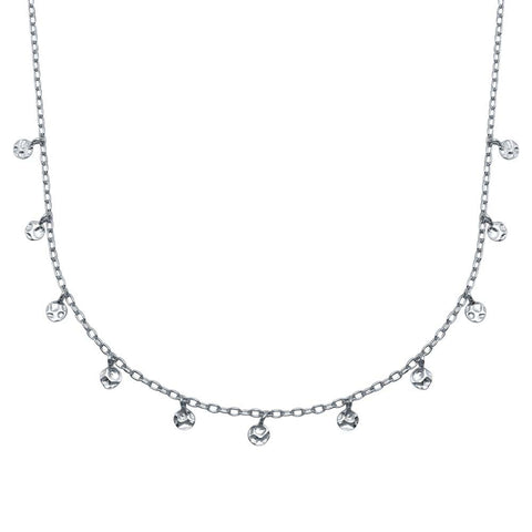 Sterling Silver Rhodium Plated Confetti Choker Necklace