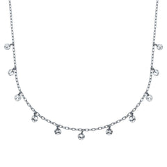Sterling Silver Rhodium Plated Confetti Choker Necklace