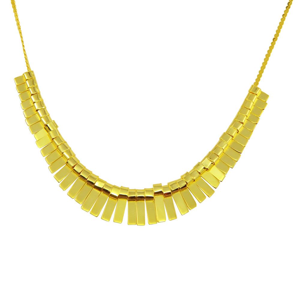 Sterling Silver Gold Plated Multi Flat Bar Accent Necklace
