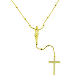 Sterling Silver Gold Plated Crucifix Rosary Necklace