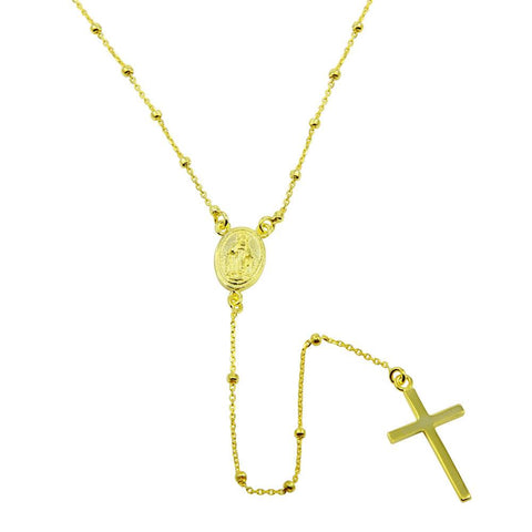 Sterling Silver Gold Plated Rosary Beaded Necklace