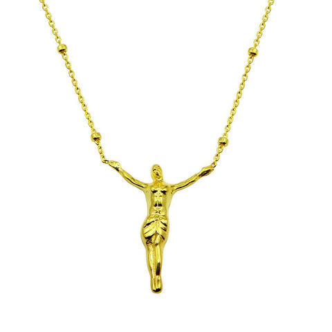 Sterling Silver Gold Plated Religious Beaded Necklace