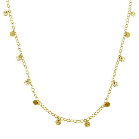 Sterling Silver Gold Plated Confetti Disc Necklace
