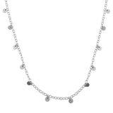 Sterling Silver Rhodium Plated Confetti Disc Necklace