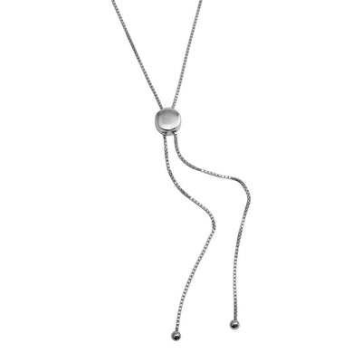 Sterling Silver Rhodium Plated Adjustable Box Slider Chain