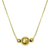 Sterling Silver Gold Plated Three Beads Necklace