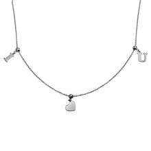 Load image into Gallery viewer, Sterling Silver Rhodium Plated I Heart U Cham Slider Necklace