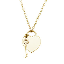 Load image into Gallery viewer, Sterling Silver Gold Plated Heart With Key Necklace