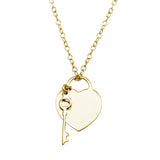 Sterling Silver Gold Plated Heart With Key Necklace