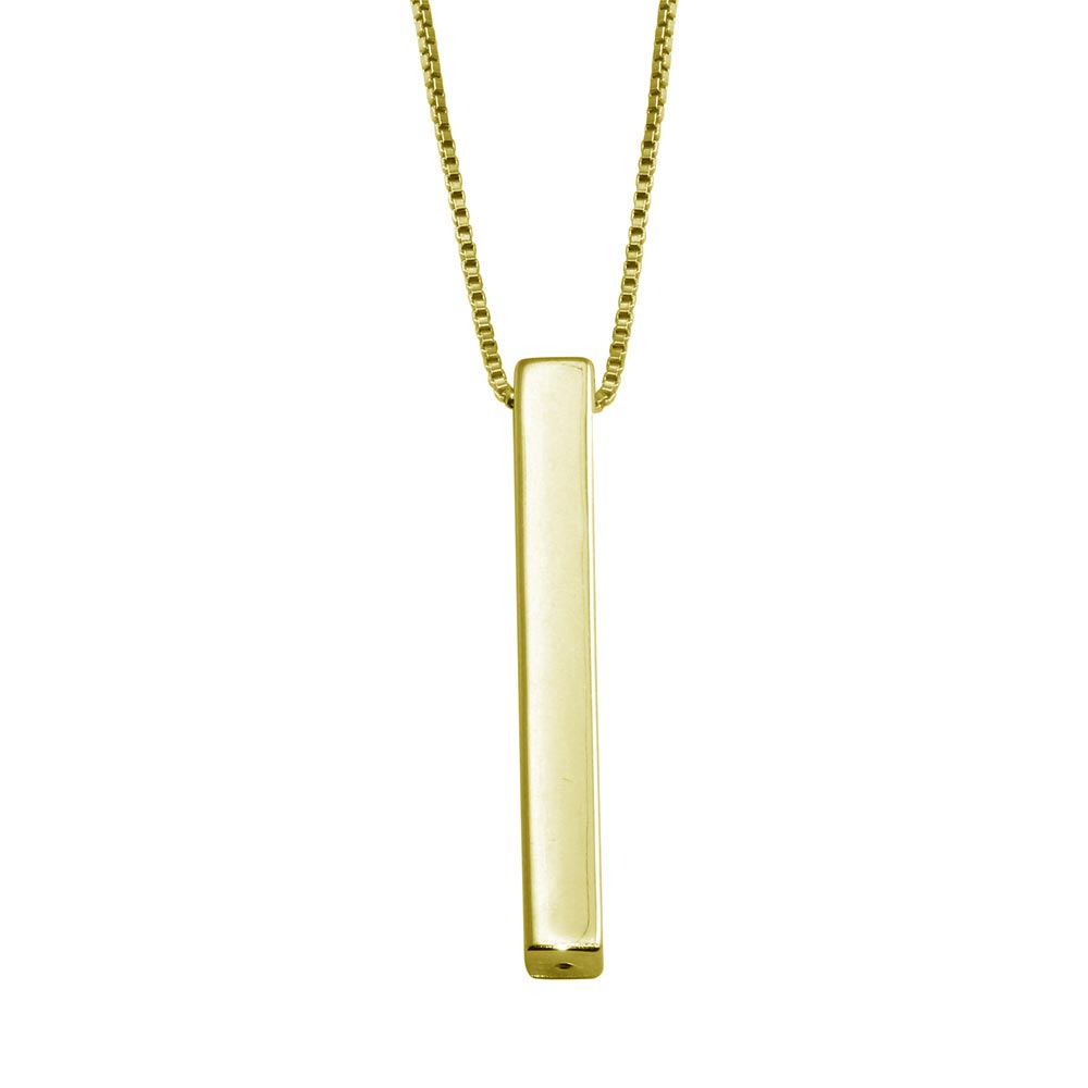 Sterling Silver Gold Plated Drop Down Bar Necklace