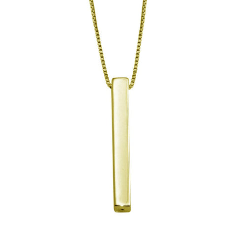 Sterling Silver Gold Plated Drop Down Bar Necklace