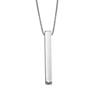 Sterling Silver Rhodium Plated Drop Down Bar Necklace