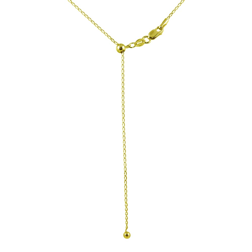 Sterling Silver Gold Plated Adjustable Link Slider Chain with Hanging Bead