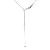 Sterling Silver Rhodium Plated Adjustable Link Slider Chain with Hanging Bead