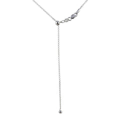 Sterling Silver Rhodium Plated Adjustable Link Slider Chain with Hanging Bead