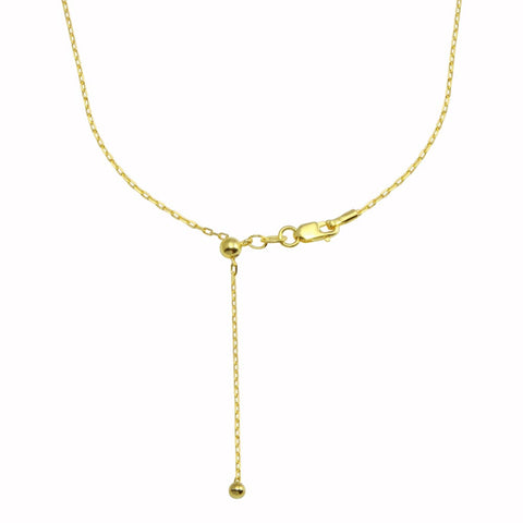 Sterling Silver Gold Plated Adjustable Link Slider Chain with Hanging Bead