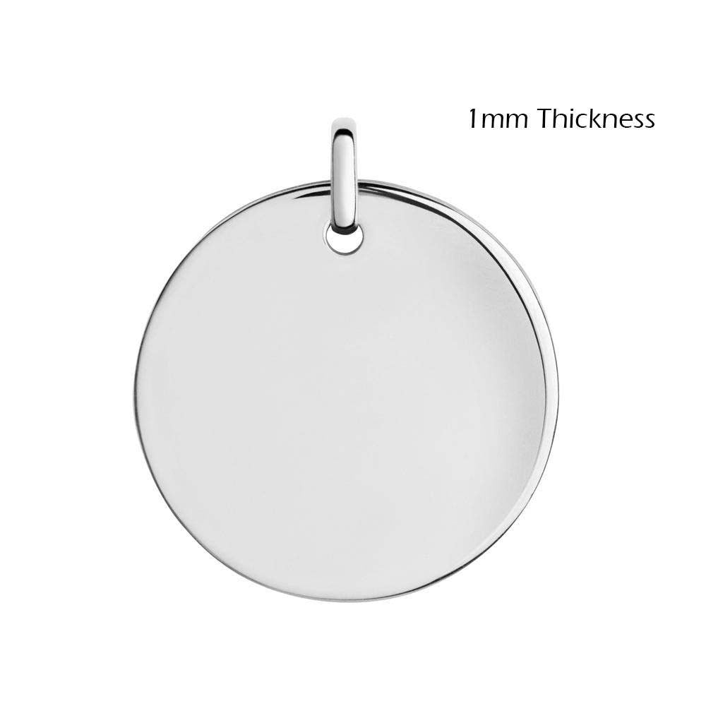 Sterling Silver High Polished Disc Engravable Without Bail Pendant
