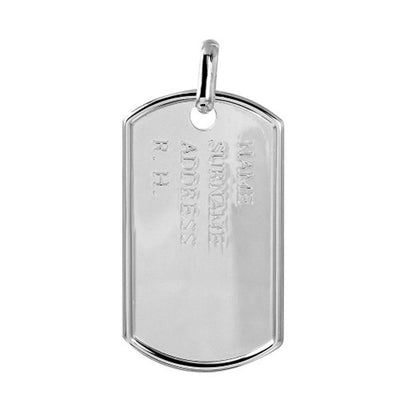 Sterling Silver Dogtag Information Engraved Pendant