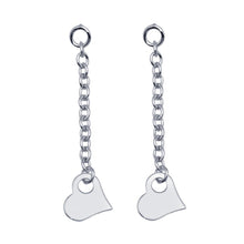 Load image into Gallery viewer, Sterling Silver Rhodium Plated Drop Heart Shaped Earrings