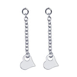 Sterling Silver Rhodium Plated Drop Heart Shaped Earrings