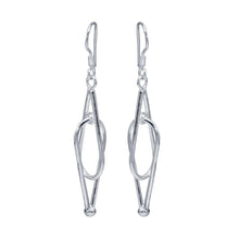 Load image into Gallery viewer, Sterling Silver Rhodium Plated Two Teardrop Dangling Hook Earrings