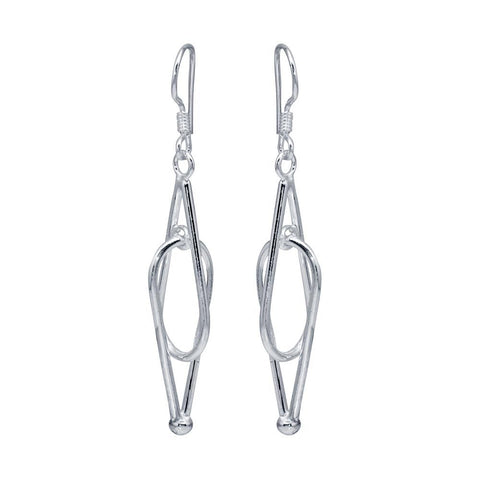 Sterling Silver Rhodium Plated Two Teardrop Dangling Hook Earrings