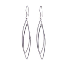 Load image into Gallery viewer, Sterling Silver Rhodium Plated Two Graduated Open Marquis Dangling Hook Earrings