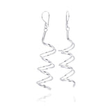 Sterling Silver Rhodium Plated  Doubler Dangling Spiral Hook Earring