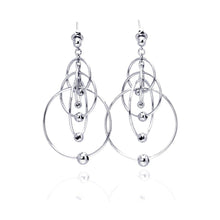 Load image into Gallery viewer, Sterling Silver Rhodium Plated Multiple Graduated Open Circles Hanging Ball Chandelier Hook  Earring