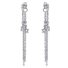 Load image into Gallery viewer, Sterling Silver Rhodium Plated Multiple Wire Dangling Open Star Stud  Earrings