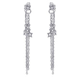 Sterling Silver Rhodium Plated Multiple Wire Dangling Open Star Stud  Earrings