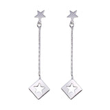 Sterling Silver Rhodium Plated  Open Dangling Wire Heart Hook Earrings