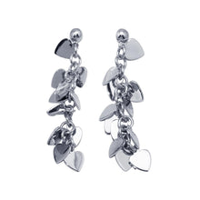 Load image into Gallery viewer, Sterling Silver  Rhodium Plated Multiple Dangling Solid Heart Stud Earring